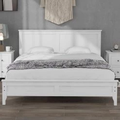 Wood White Queen Size Platform Bed with Headboard by Z-joyee -Cheap Z-joyee Store white z joyee platform beds f fb857217177 c3 1000