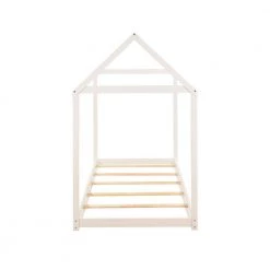 Wood White Twin Size House Bed with Wood Slats by Z-joyee -Cheap Z-joyee Store white z joyee platform beds f fb857217207 44 1000