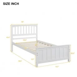 Wood White Twin Platform Bed with Headboard by Z-joyee -Cheap Z-joyee Store white z joyee platform beds f fb857217368 c3 1000
