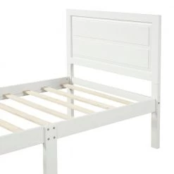 Wood White Twin Size Platform Bed with Wood Slat Support by Z-joyee -Cheap Z-joyee Store white z joyee platform beds f fb857217702 44 1000