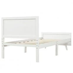 Wood White Twin Size Platform Bed with Wood Slat Support by Z-joyee -Cheap Z-joyee Store white z joyee platform beds f fb857217702 c3 1000