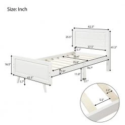 Wood White Twin Size Platform Bed with Wood Slat Support by Z-joyee -Cheap Z-joyee Store white z joyee platform beds f fb857217702 fa 1000