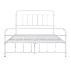 Metal White Full Size Platform Bed with Headboard and Footboard by Z-joyee