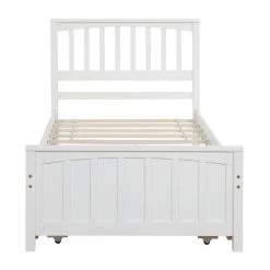 Wood White Twin Size Platform Bed with Trundle by Z-joyee -Cheap Z-joyee Store white z joyee platform beds f fb857218075 4f 1000