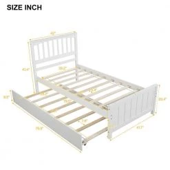 Wood White Twin Size Platform Bed with Trundle by Z-joyee -Cheap Z-joyee Store white z joyee platform beds f fb857218075 fa 1000