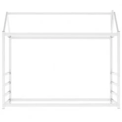 Metal White Twin Size Platform Bed with Roof and Chimney Design by Z-joyee