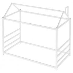 Metal White Twin Size Platform Bed with Roof and Chimney Design by Z-joyee -Cheap Z-joyee Store white z joyee platform beds f fb857218464 76 1000