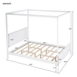 Wood White Queen Size Canopy Platform Bed with Headboard by Z-joyee -Cheap Z-joyee Store white z joyee platform beds f fb857219591 1f 1000