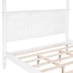 Wood White Queen Size Canopy Platform Bed with Headboard by Z-joyee -Cheap Z-joyee Store white z joyee platform beds f fb857219591 44 1000