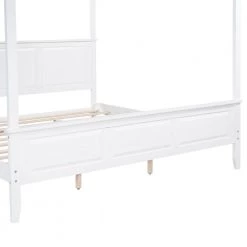 Wood White King Size Canopy Platform Bed with Headboard by Z-joyee -Cheap Z-joyee Store white z joyee platform beds f fb857219607 44 1000
