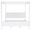 Wood White King Size Canopy Platform Bed with Headboard by Z-joyee