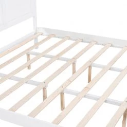 Wood White King Size Canopy Platform Bed with Headboard by Z-joyee -Cheap Z-joyee Store white z joyee platform beds f fb857219607 fa 1000