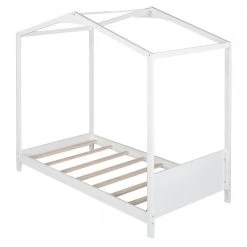 Wood White Twin Size House Platform Bed with Headboard by Z-joyee 15 Wood White Twin Size House Platform Bed with Headboard by Z-joyee -Cheap Z-joyee Store white z joyee platform beds f fb857219690 fa 1000