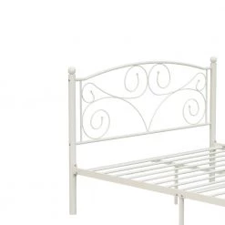 Metal White Full Size Platform Bed with Headboard by Z-joyee -Cheap Z-joyee Store white z joyee platform beds f fb857219751 44 1000