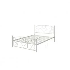 Metal White Full Size Platform Bed with Headboard by Z-joyee -Cheap Z-joyee Store white z joyee platform beds f fb857219751 76 1000