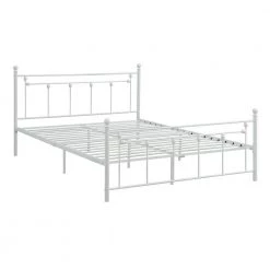 Metal White Queen Platform Bed with Headboard by Z-joyee