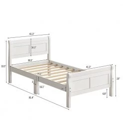 41.3 in. W White Twin Wood Frame Platform Bed with Headboard & Footboard by Z-joyee -Cheap Z-joyee Store white z joyee platform beds ly wf192439aak 4f 1000