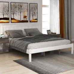 80.7 in. White Queen Platform Bed Frame with Headboard Wood Slat Support by Z-joyee 9 80.7 in. White Queen Platform Bed Frame with Headboard Wood Slat Support by Z-joyee -Cheap Z-joyee Store white z joyee platform beds p be20220010 31 1000