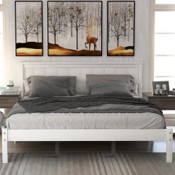 80.7 in. White Queen Platform Bed Frame with Headboard Wood Slat Support by Z-joyee 7 80.7 in. White Queen Platform Bed Frame with Headboard Wood Slat Support by Z-joyee -Cheap Z-joyee Store white z joyee platform beds p be20220010 c3 1000