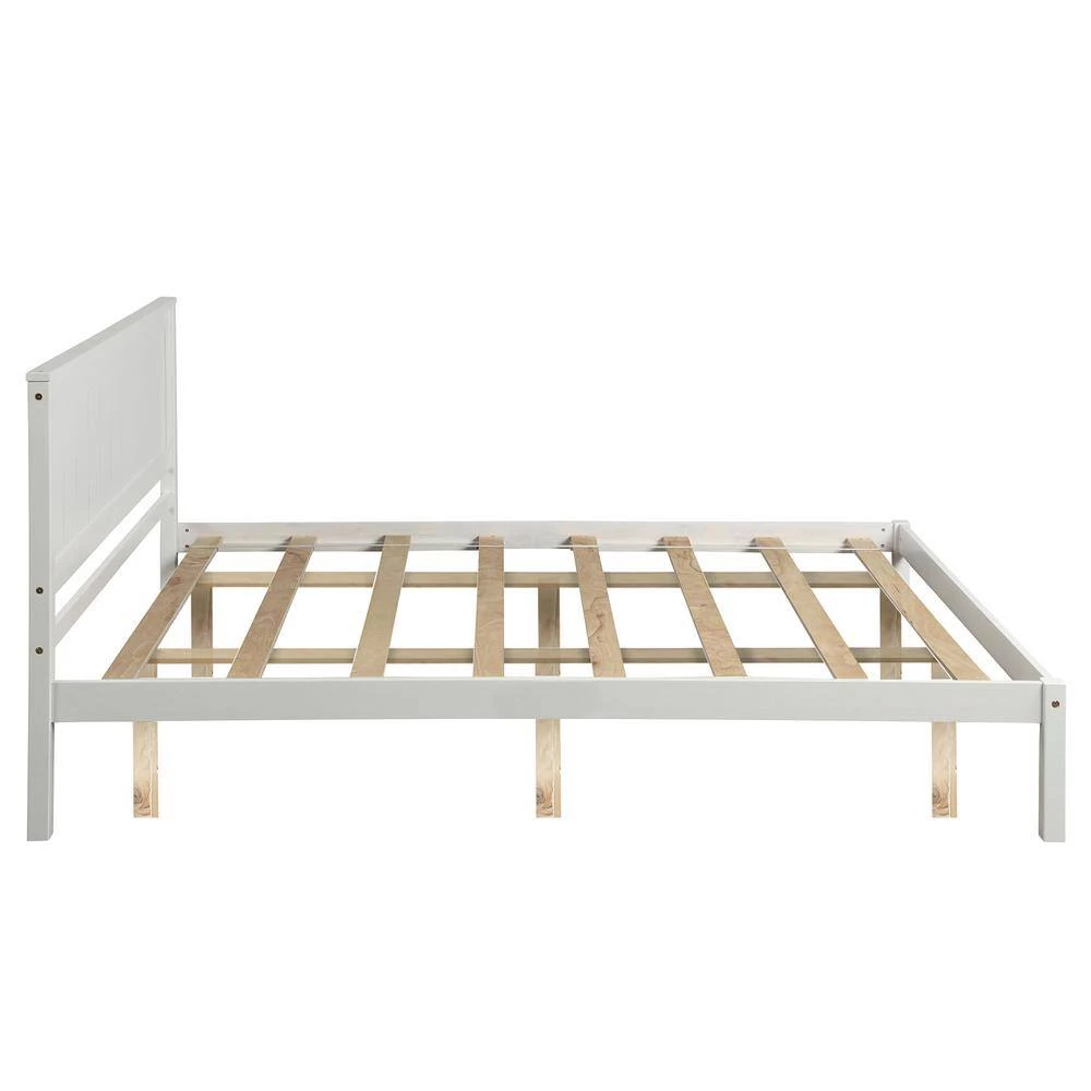 80.7 in. White Queen Platform Bed Frame with Headboard Wood Slat Support by Z-joyee 2 80.7 in. White Queen Platform Bed Frame with Headboard Wood Slat Support by Z-joyee - Image 2