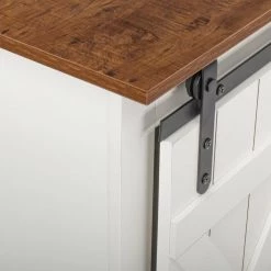 53.9 in. White Farmhouse Sliding Barn Door TV Stand Fits TV's up to 65 in. by Z-joyee -Cheap Z-joyee Store white z joyee tv stands f fb857215463 44 1000