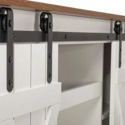 53.9 in. White Farmhouse Sliding Barn Door TV Stand Fits TV's up to 65 in. by Z-joyee -Cheap Z-joyee Store white z joyee tv stands f fb857215463 4f 1000