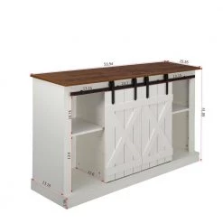 53.9 in. White Farmhouse Sliding Barn Door TV Stand Fits TV's up to 65 in. by Z-joyee -Cheap Z-joyee Store white z joyee tv stands f fb857215463 76 1000