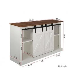 53.9 in. White Farmhouse Sliding Barn Door TV Stand Fits TV's up to 65 in. by Z-joyee -Cheap Z-joyee Store white z joyee tv stands f fb857215463 c3 1000