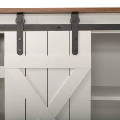 53.9 in. White Farmhouse Sliding Barn Door TV Stand Fits TV's up to 65 in. by Z-joyee -Cheap Z-joyee Store white z joyee tv stands f fb857215463 fa 1000