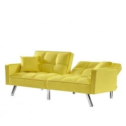 Yellow Modern Velvet Futon Sofa Couch Bed with Armrests and 2 Pillows by Z-joyee -Cheap Z-joyee Store yellow z joyee futons p s202200348 4f 1000