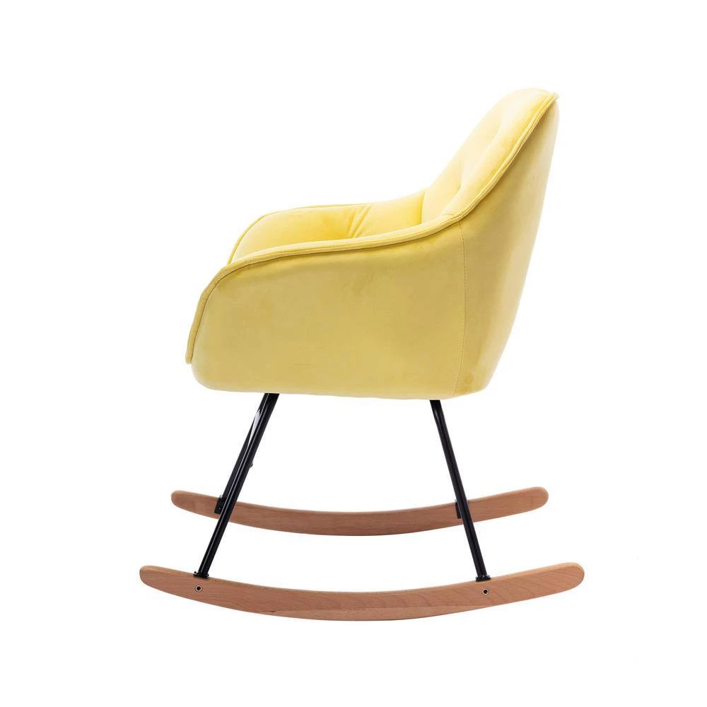 Yellow Living Room Comfortable Rocking Chair Accent Chair by Z-joyee 2 Yellow Living Room Comfortable Rocking Chair Accent Chair by Z-joyee - Image 2